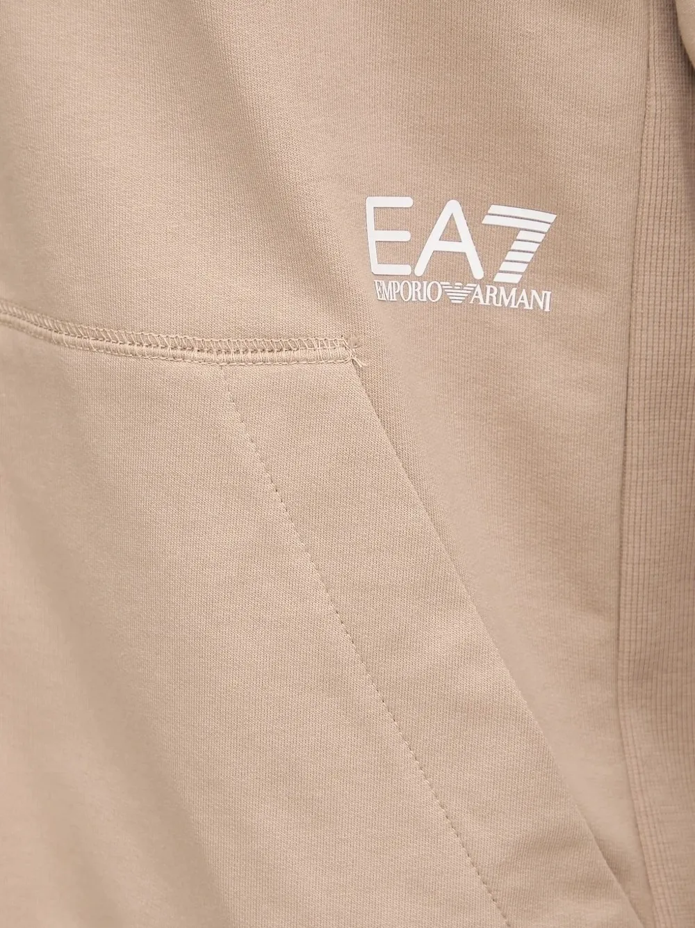 Ea7 Emporio Armani logo-print zip-up hoodie Beige