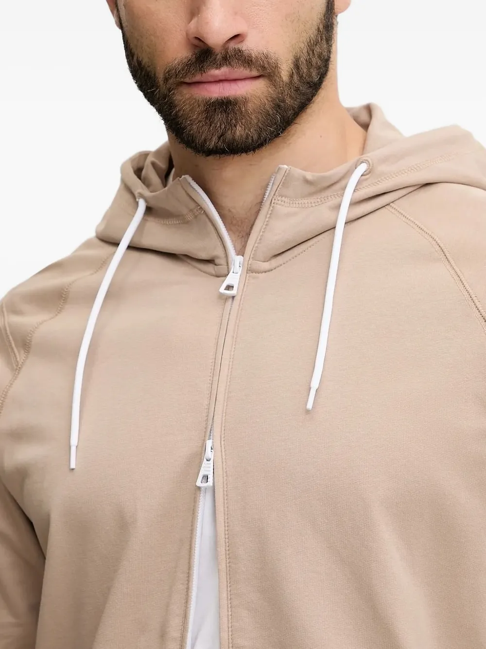 Ea7 Emporio Armani logo-print zip-up hoodie Beige