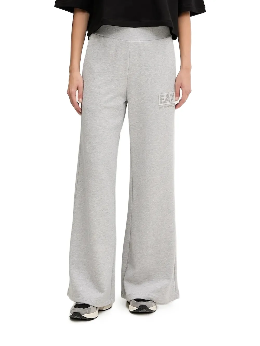 Ea7 Logo-plaque Trousers In Gray