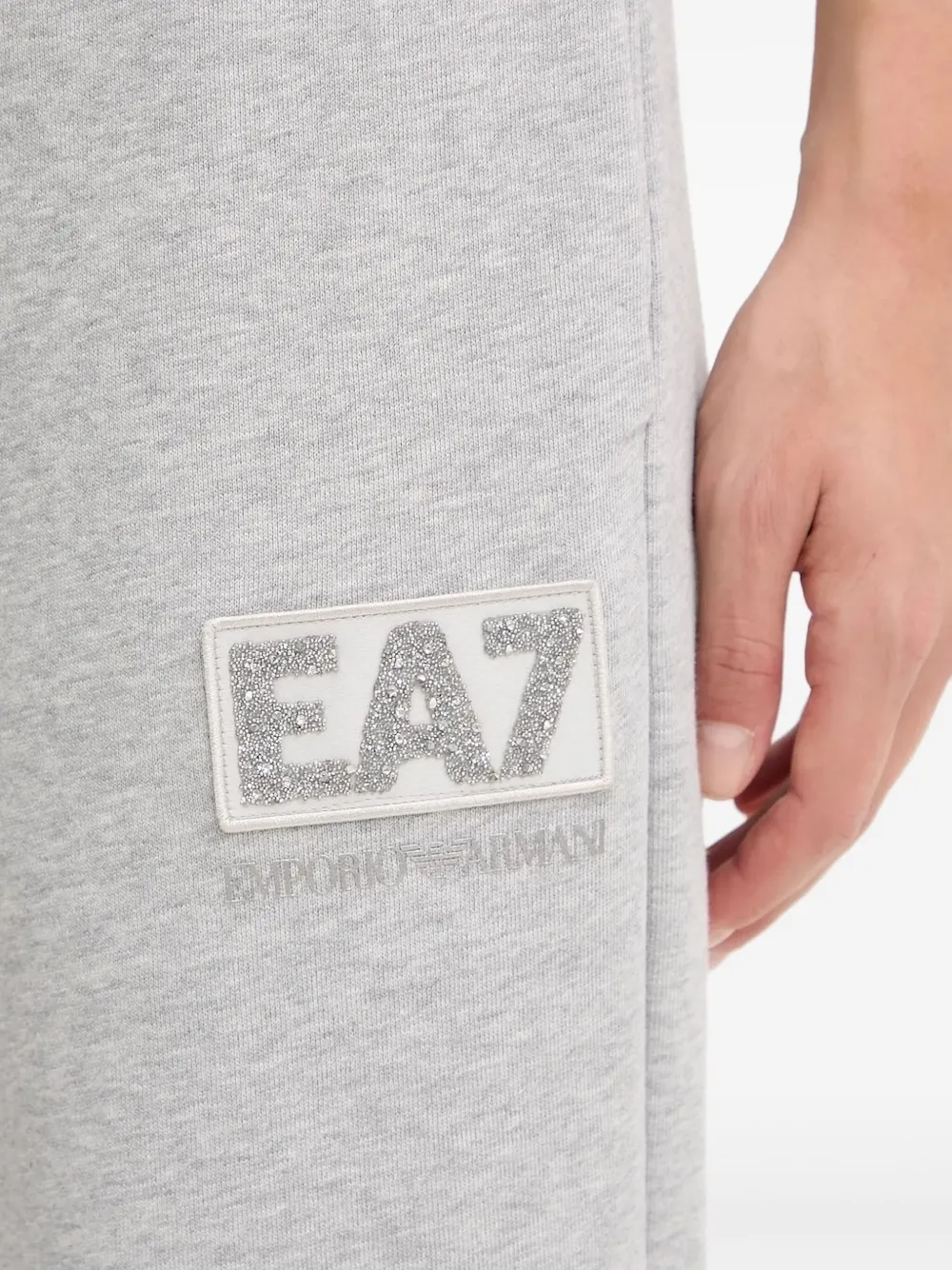 Ea7 Logo-plaque Trousers In Gray