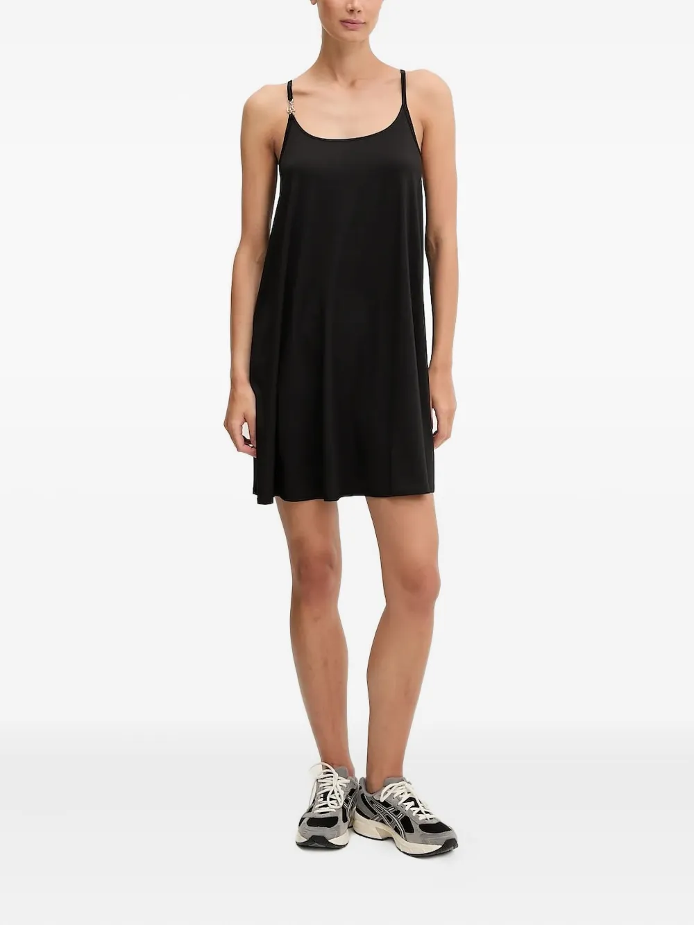 Ea7 Emporio Armani logo-embellished slip mini dress Zwart