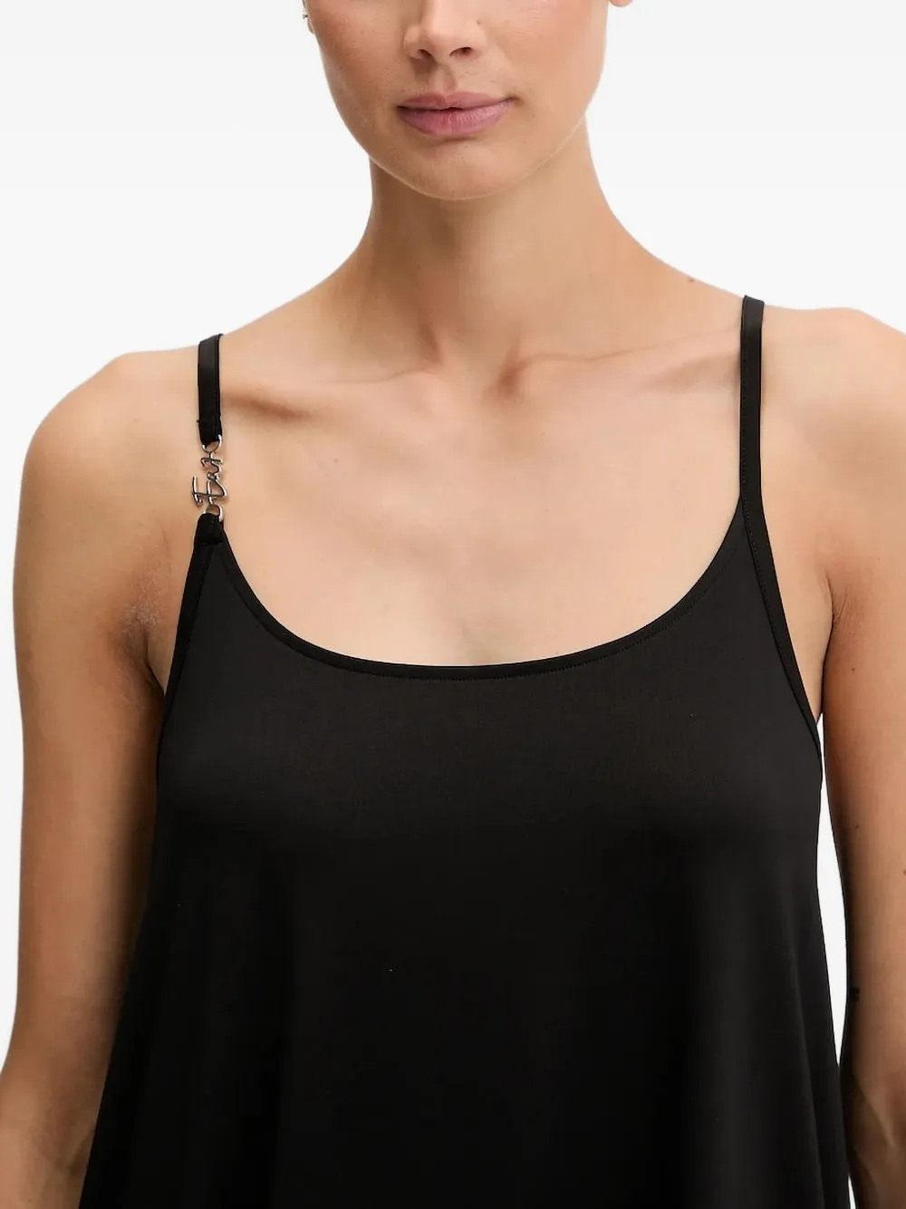 Ea7 Emporio Armani logo-embellished slip mini dress Zwart