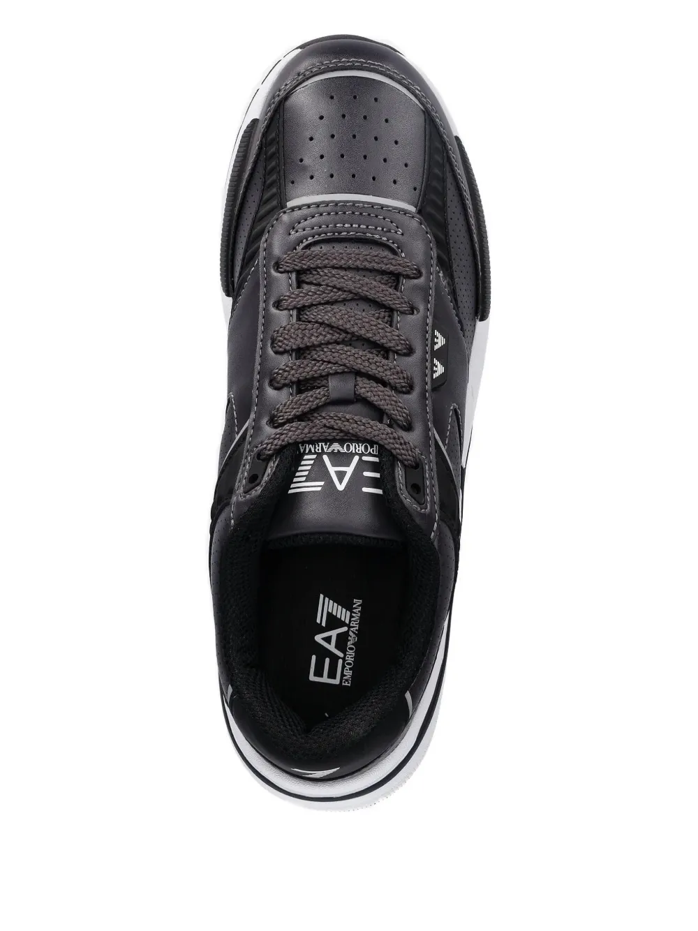 Ea7 Perforated Panelled Sneakers In Black