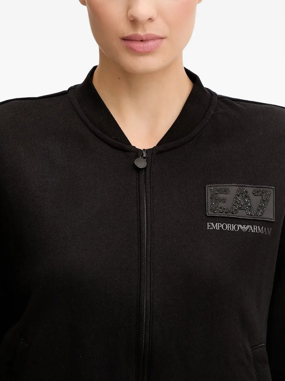 Ea7 Emporio Armani EA7-logo embellished sweatshirt Zwart