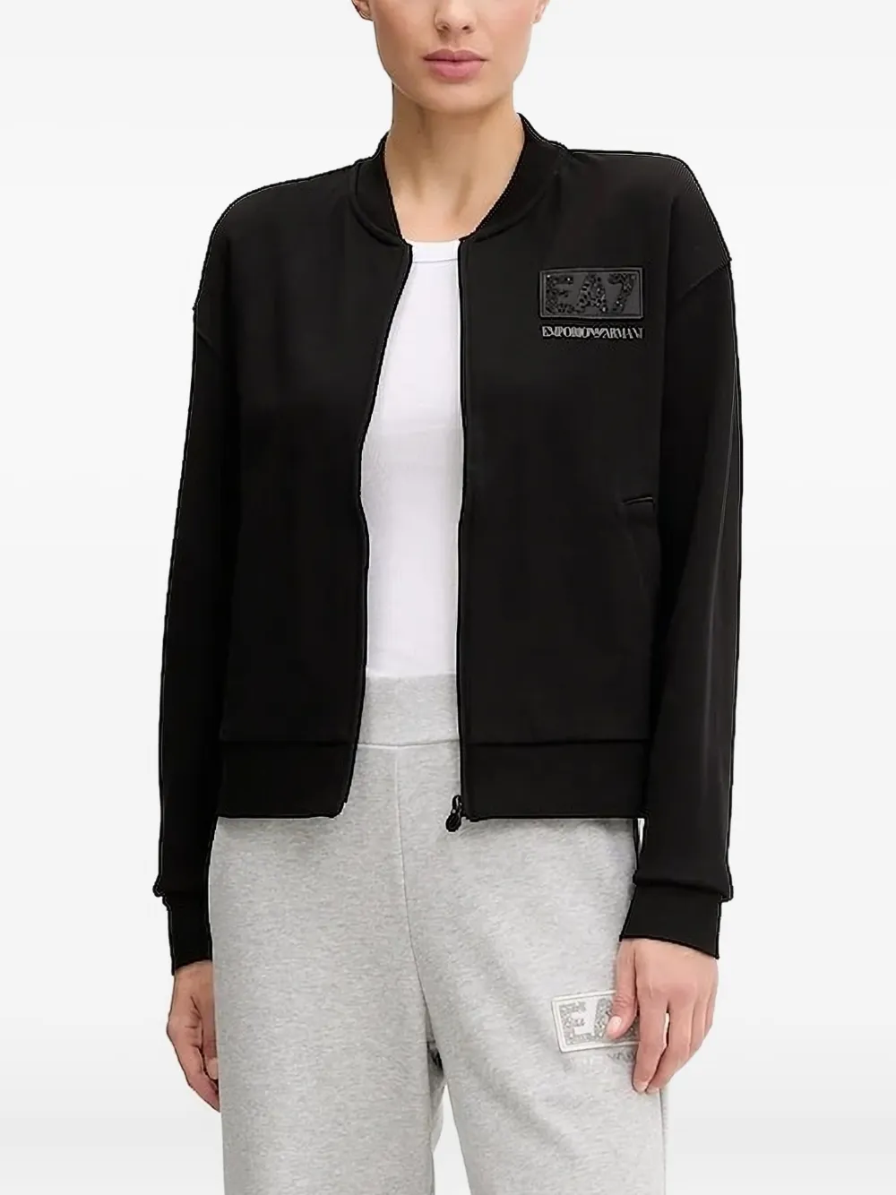 Ea7 -logo Embellished Sweatshirt In Black