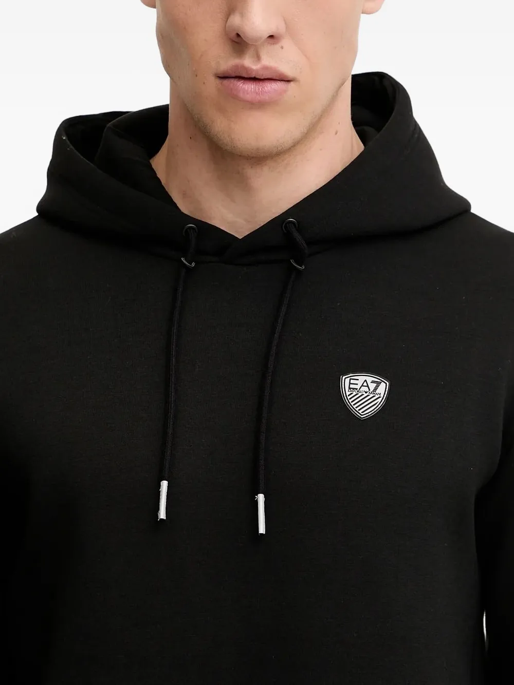 Ea7 Emporio Armani logo-plaque hoodie Zwart