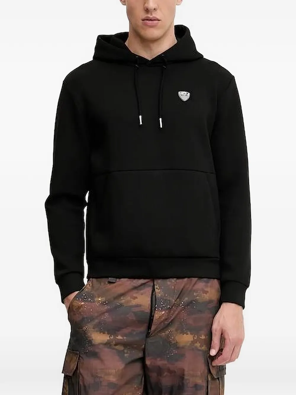 Ea7 Emporio Armani logo-plaque hoodie - Nero