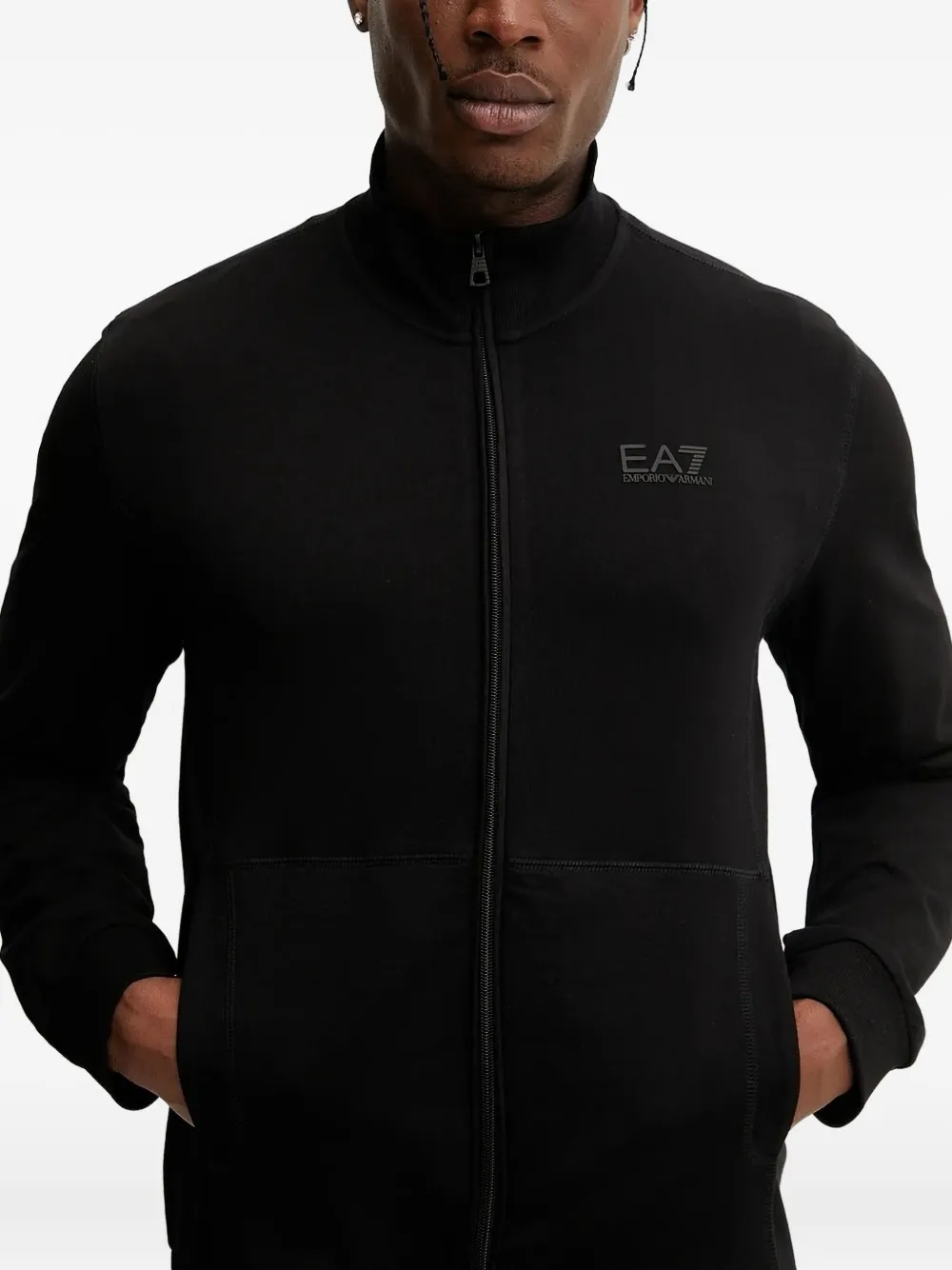 Ea7 Emporio Armani logo-print zip-up sweatshirt Zwart
