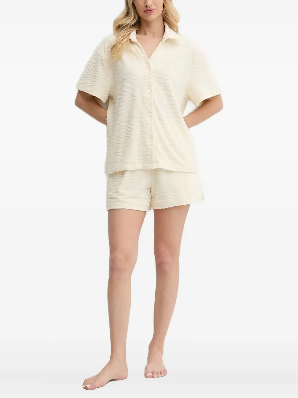 Mc2 Saint Barth Wave-textured Shirt In Neutral