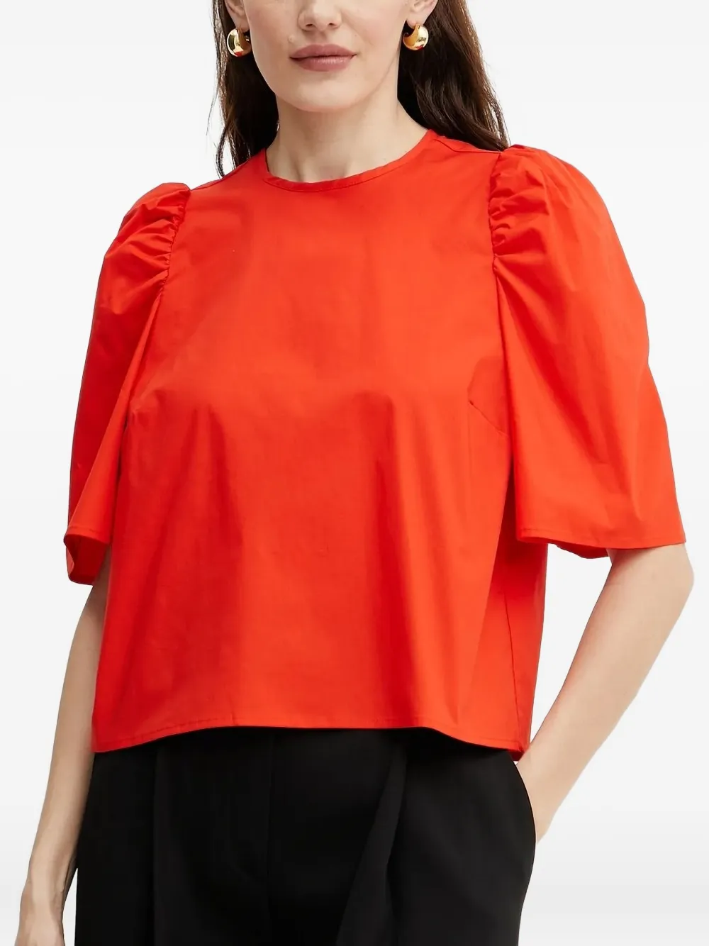 Ivy & Oak Elisabeth Ann Puff-sleeve Top In Red