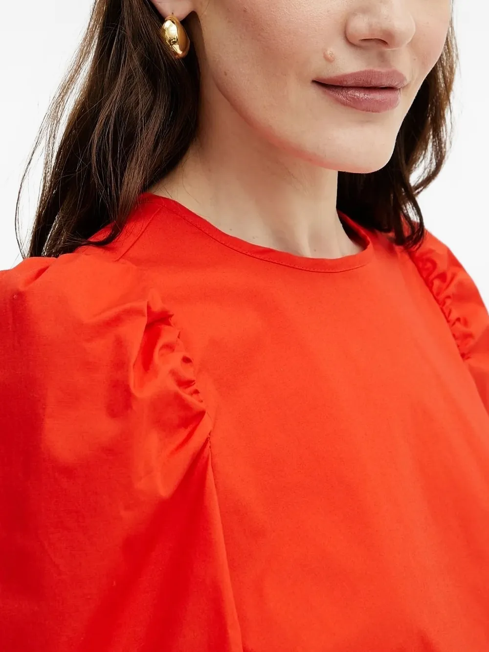 Ivy & Oak Elisabeth Ann Puff-sleeve Top In Red