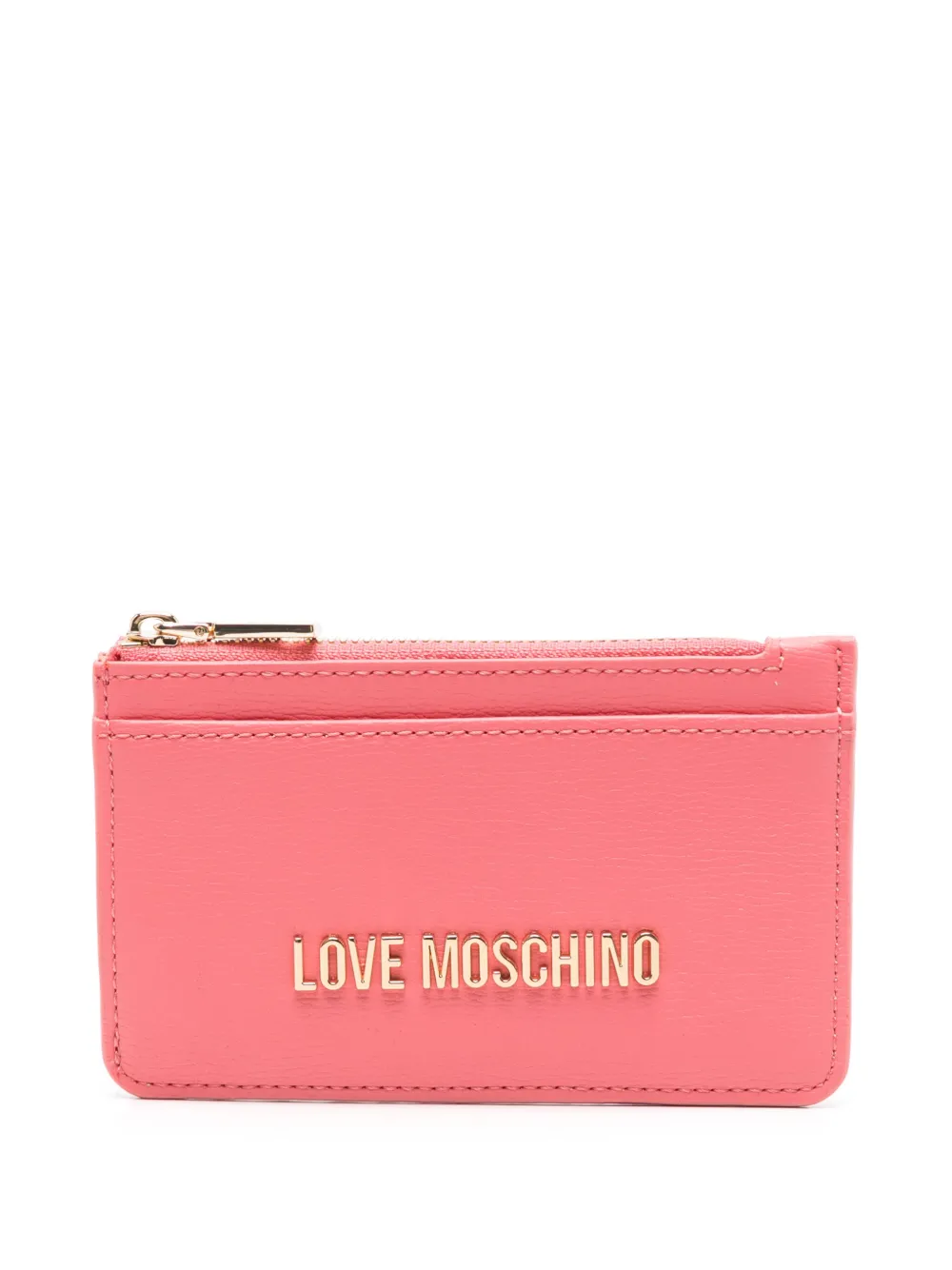 Love Moschino logo-lettering card holder Roze