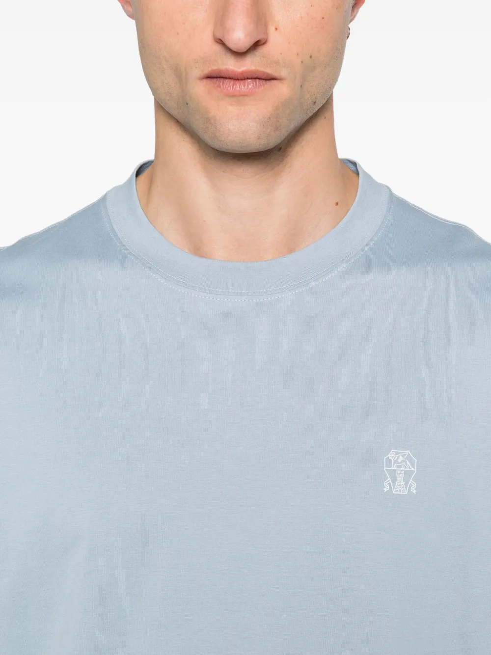 Brunello Cucinelli T-shirt met geborduurd logo Blauw