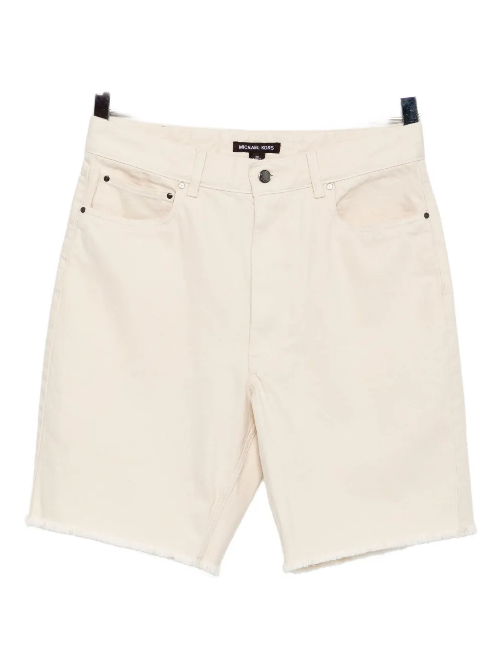 Michael Kors Frayed Denim Shorts In Neutral