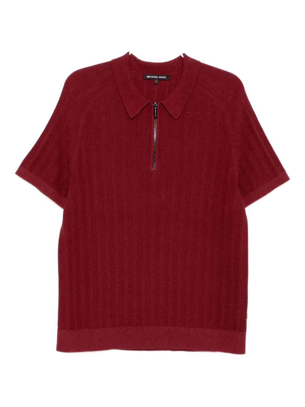 cotton knit zip polo shirt