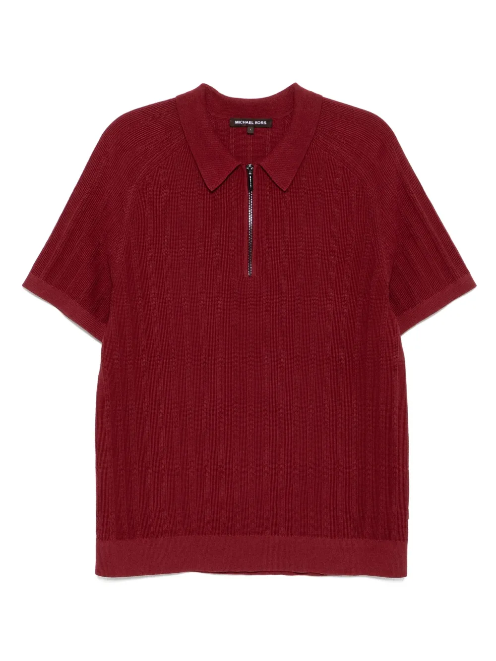 cotton knit zip polo shirt