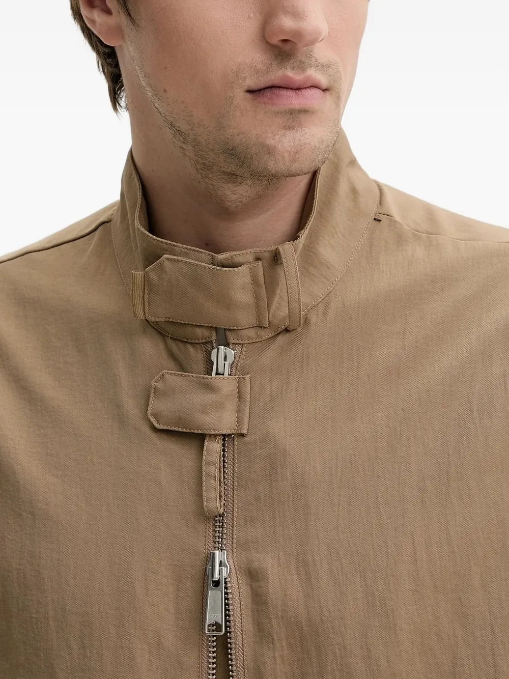 Won Hundred zip-fastening ribbed-cuff jacket Beige
