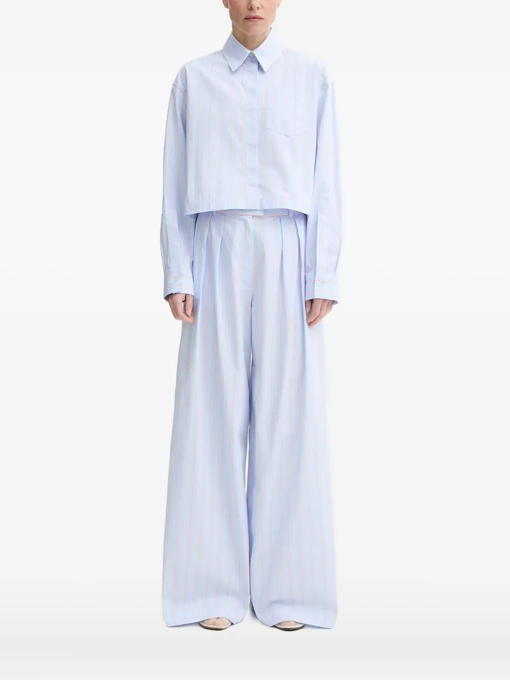 Won Hundred Striped Cropped Shirt In Blue
