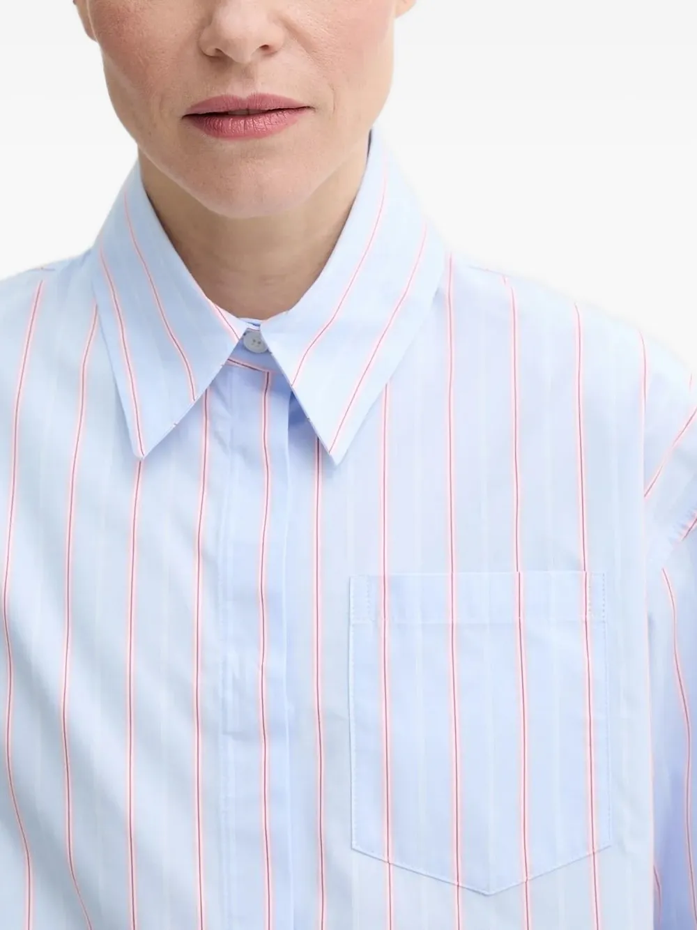 Won Hundred Striped Cropped Shirt In Blue