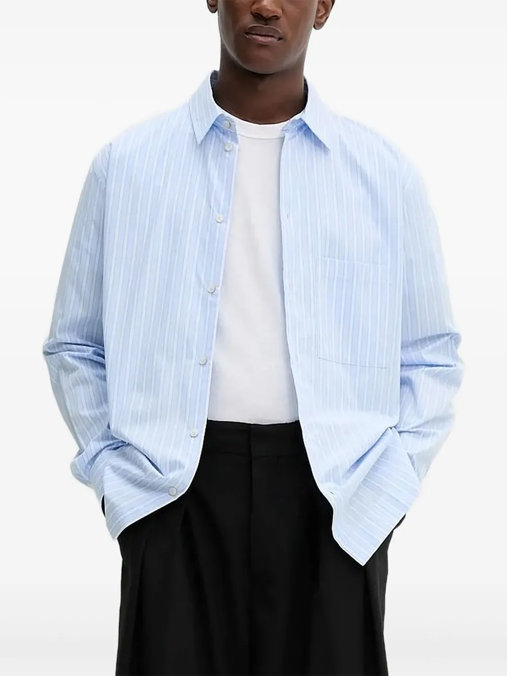 Won Hundred striped long-sleeved shirt | Blue | Image 1