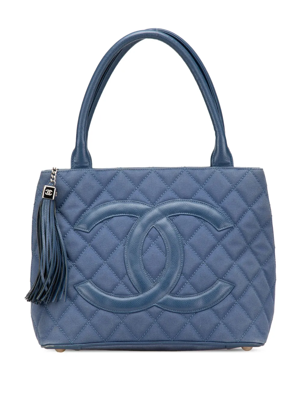 CHANEL Pre-Owned 2004-2005 Tote Bag aus gestepptem Canvas und Kaviarleder mit Quaste | Blau | Image 1