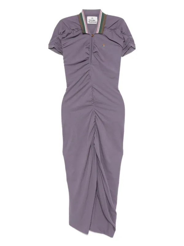 ★送関込み★Vivienne Westwood pulling gathered pique dress Pulling gathered cotton piqué midi dress in grey - Vivienne