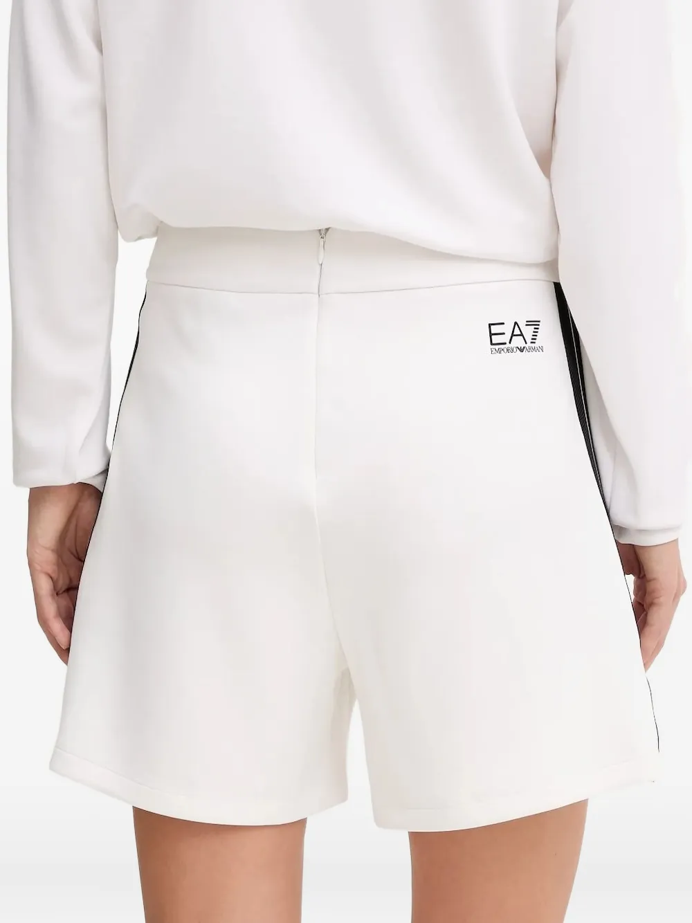 Ea7 Side-stripe Tailored Shorts In White