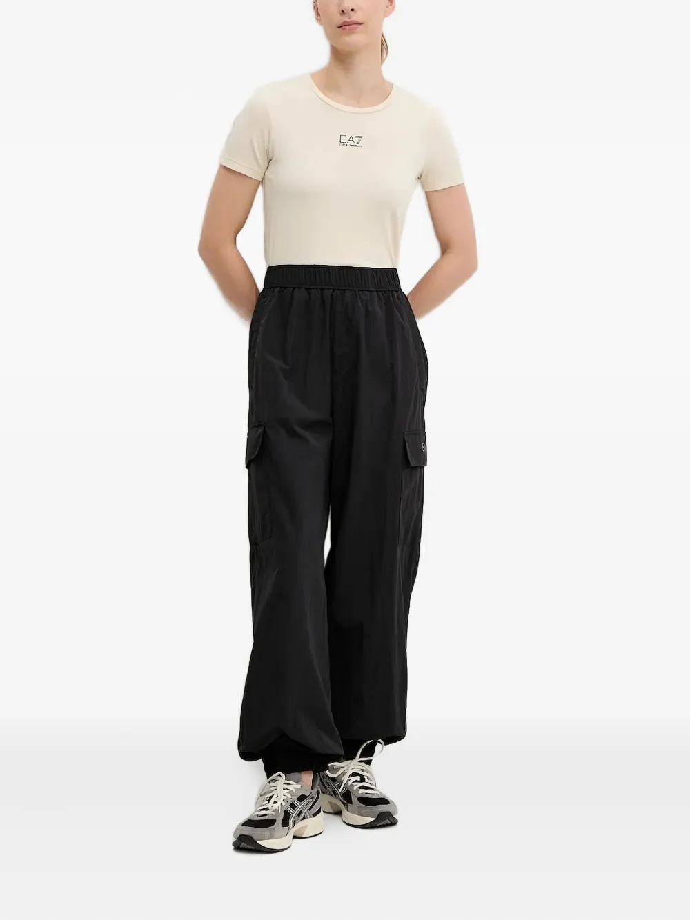 Ea7 Emporio Armani elasticated-waist cargo trousers Zwart