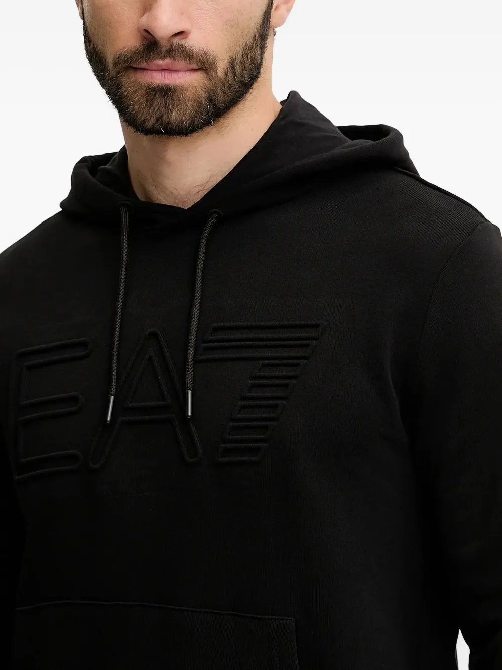 Ea7 Emporio Armani Hoodie met logo-reliëf Zwart