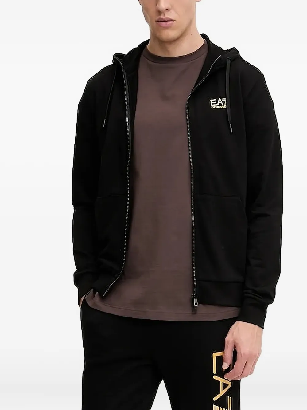 Ea7 Emporio Armani Hoodie met logodetail Zwart