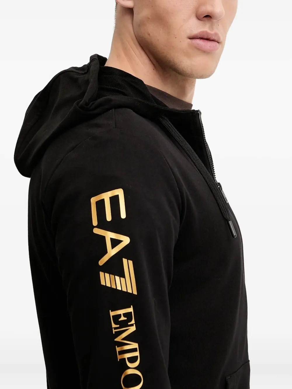 Ea7 Emporio Armani Hoodie met logodetail Zwart