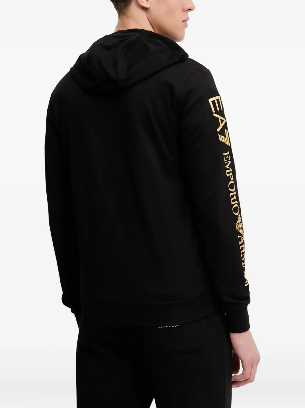 Ea7 Emporio Armani Hoodie met logodetail Zwart