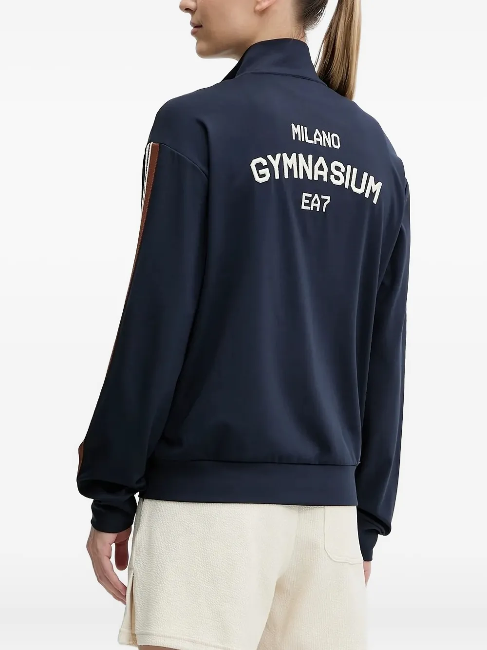 Ea7 Stripe-detail Track Jacket In Blue