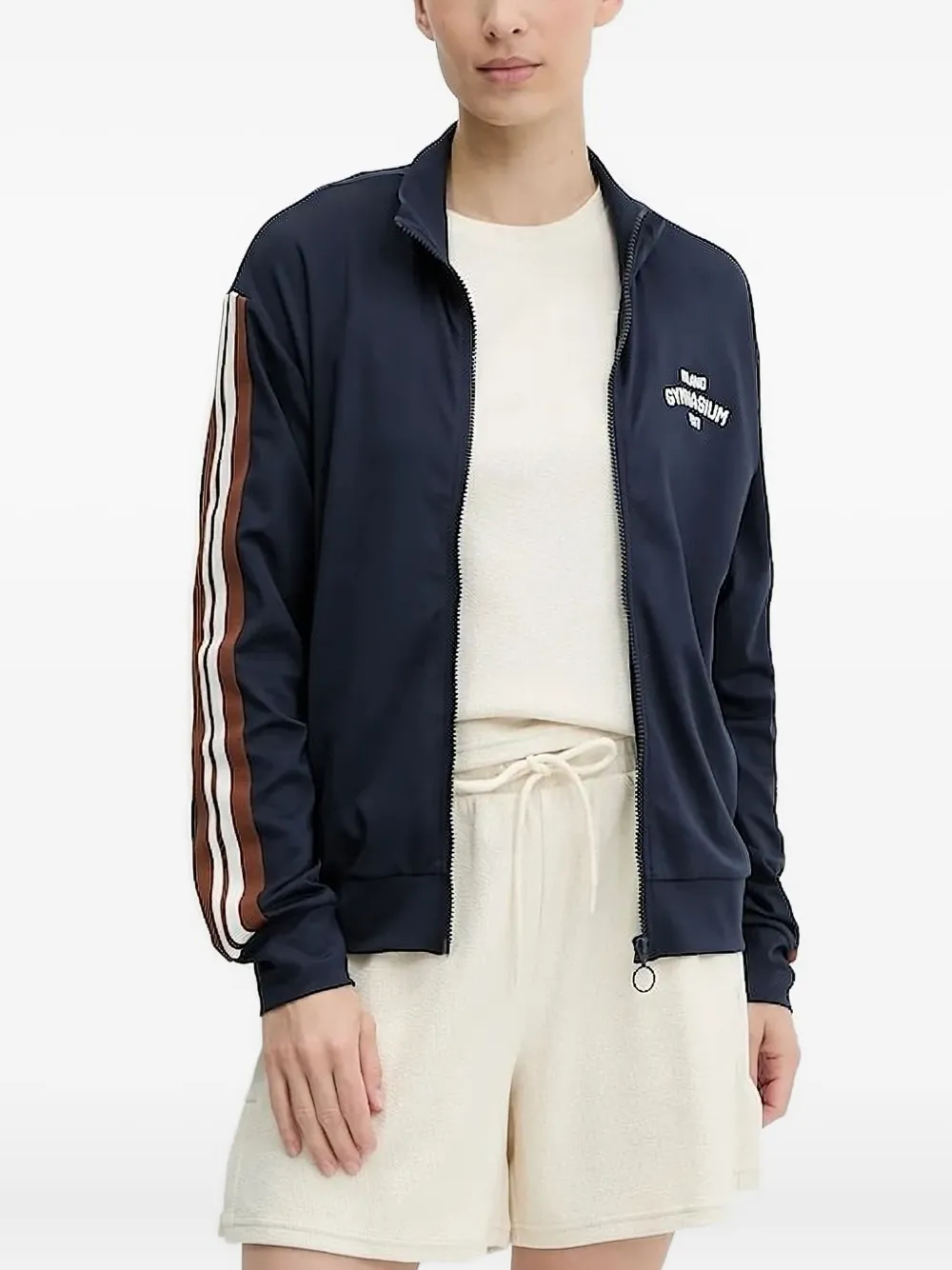 Ea7 Stripe-detail Track Jacket In Blue