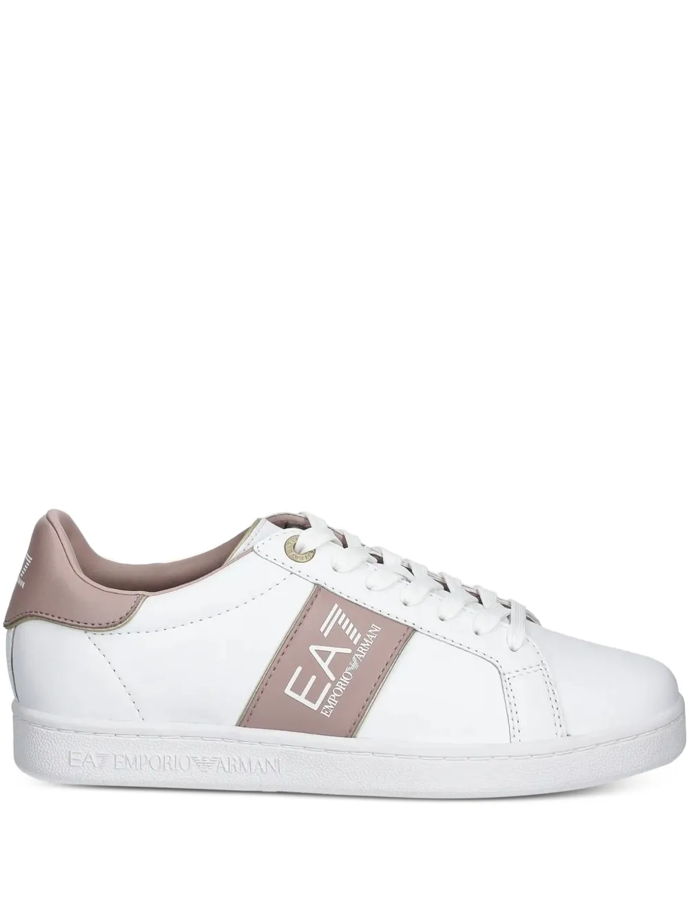 Ea7 Emporio Armani logo-detail leather sneakers White
