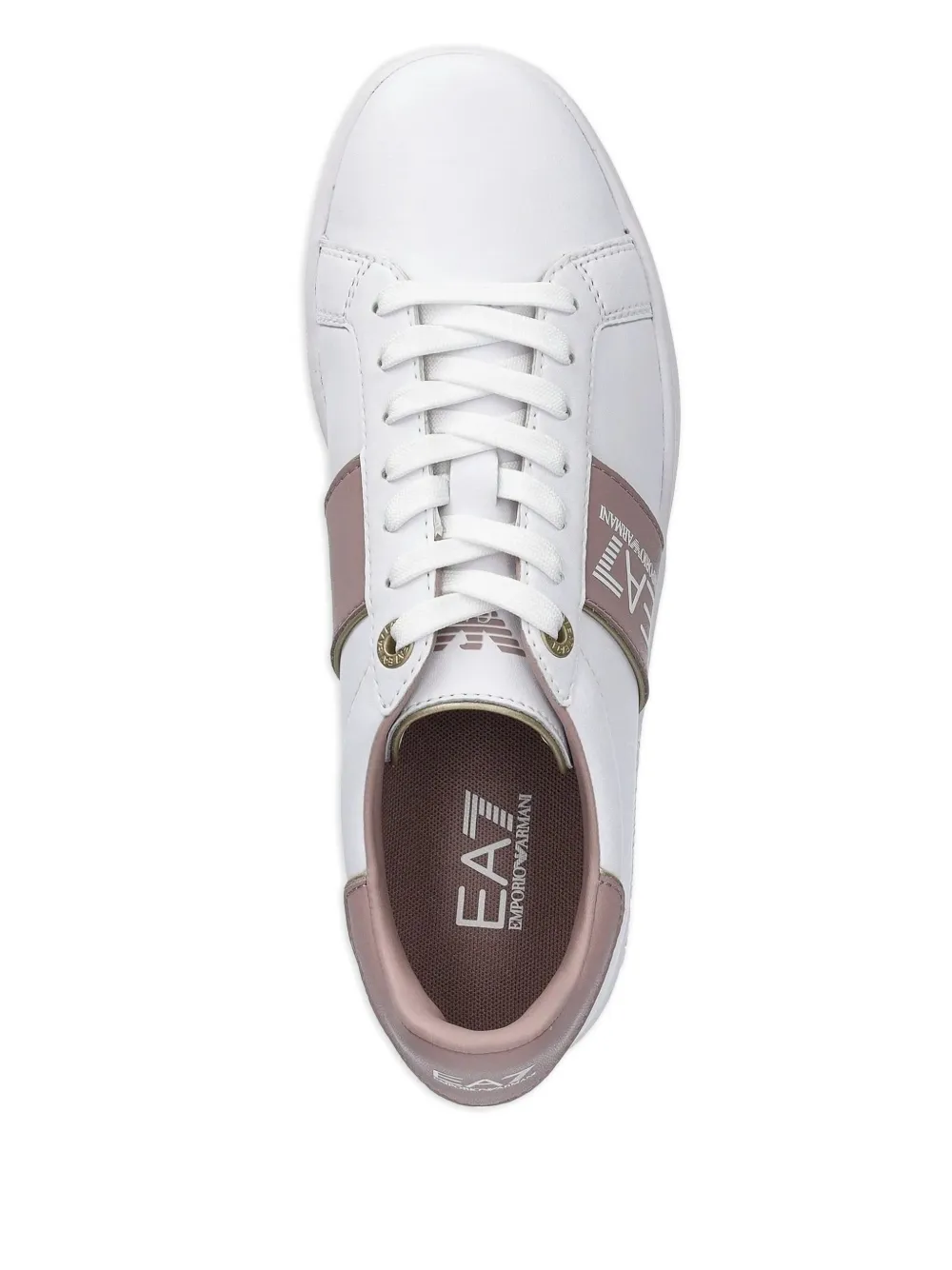 Ea7 Emporio Armani logo-detail leather sneakers White