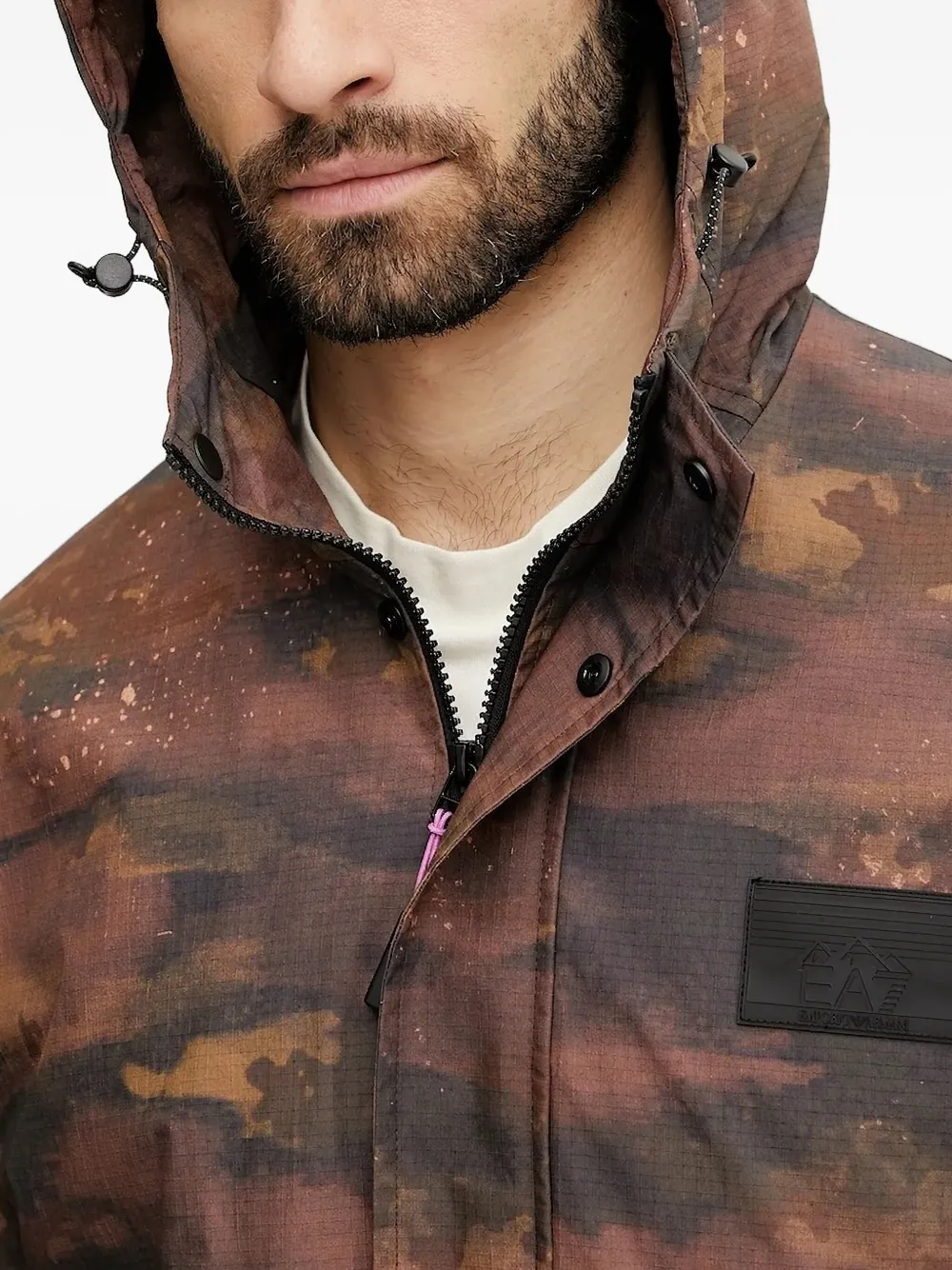 Ea7 Emporio Armani Jack met camouflageprint en mesh vlak Bruin