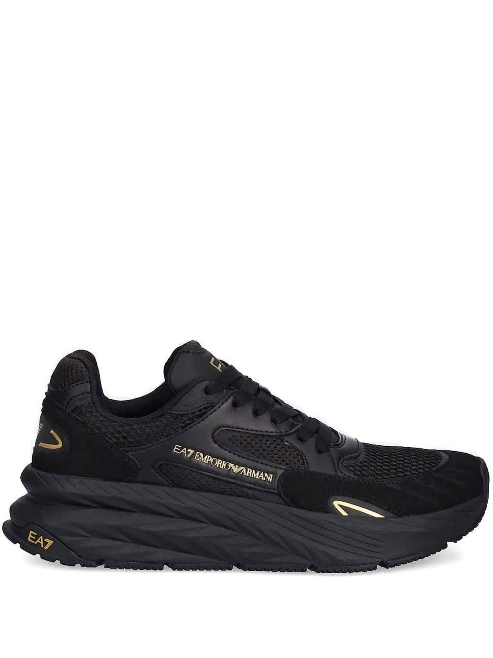 Ea7 Logo-detail Mesh Sneakers In Black