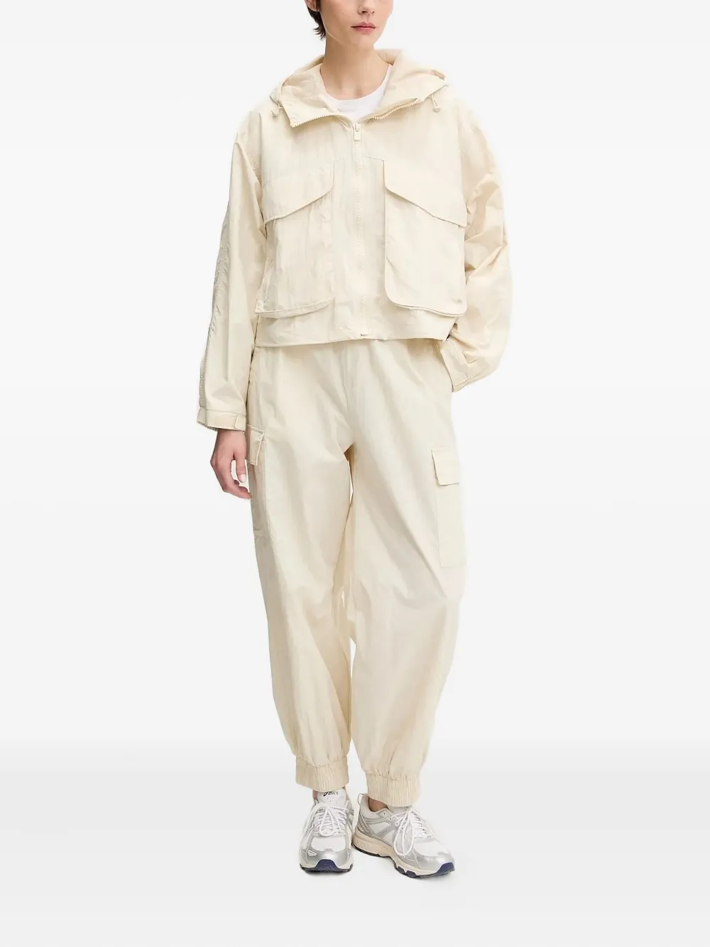 Ea7 Hooded Pocket Jacket In Neutral