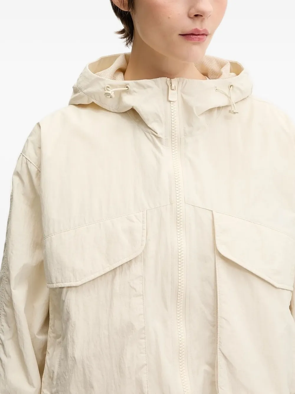 Ea7 Hooded Pocket Jacket In Neutral