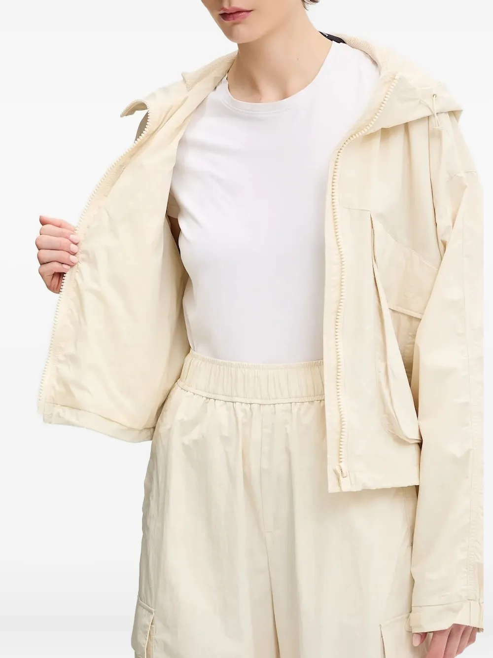 Ea7 Hooded Pocket Jacket In Neutral