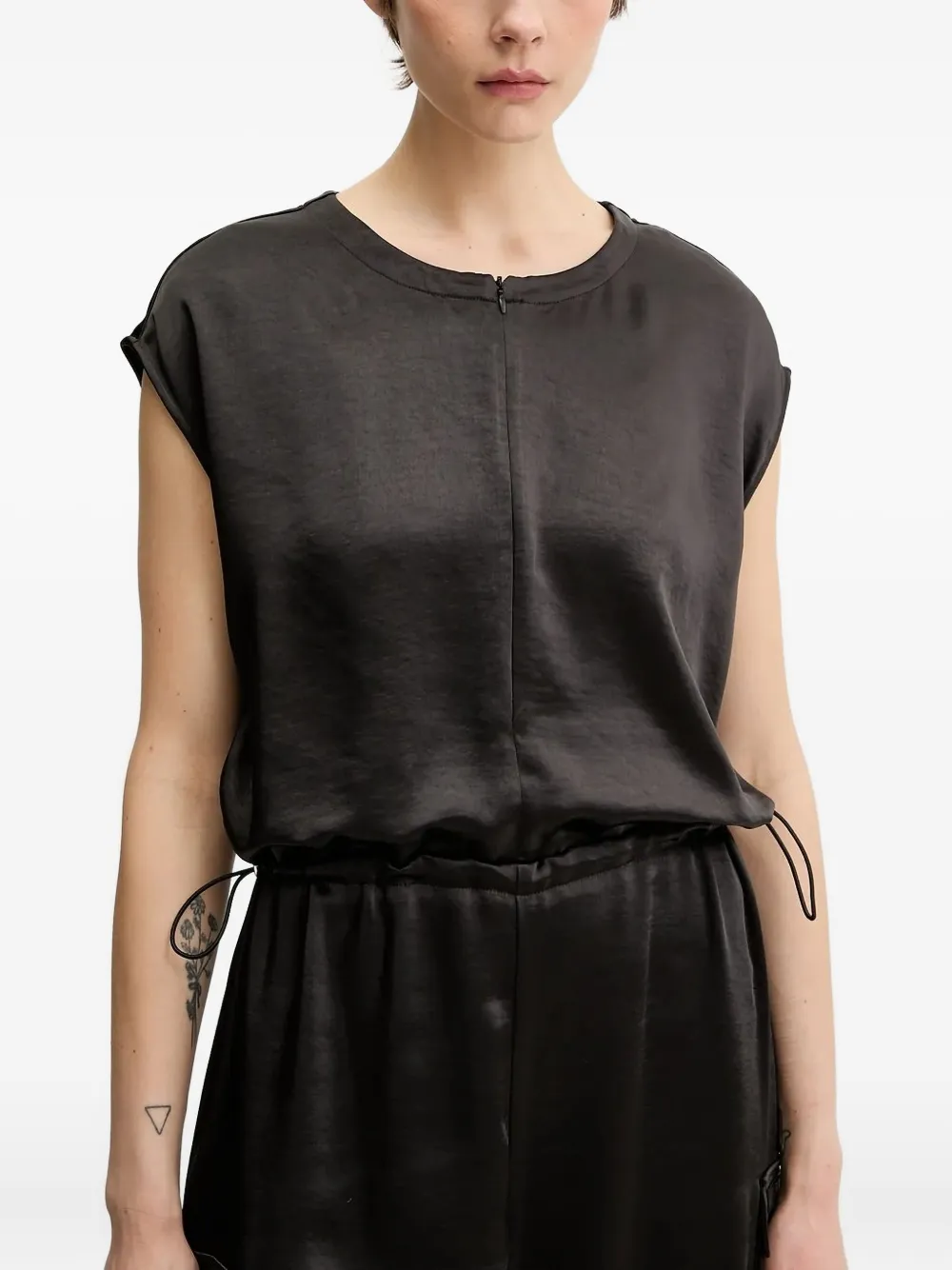 Ea7 Emporio Armani satin cargo jumpsuit Zwart