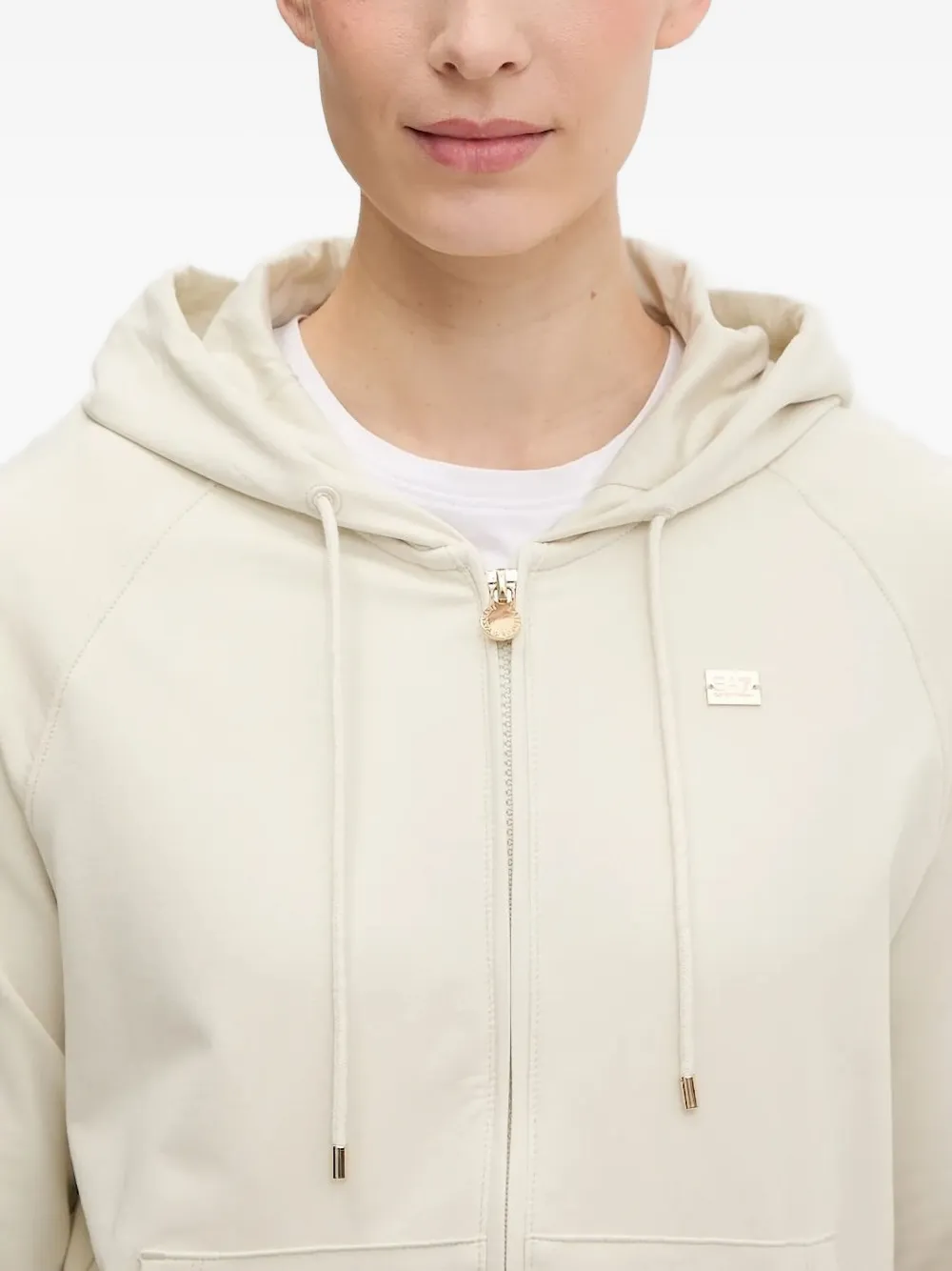 Ea7 Zip-front Hoodie In Neutral