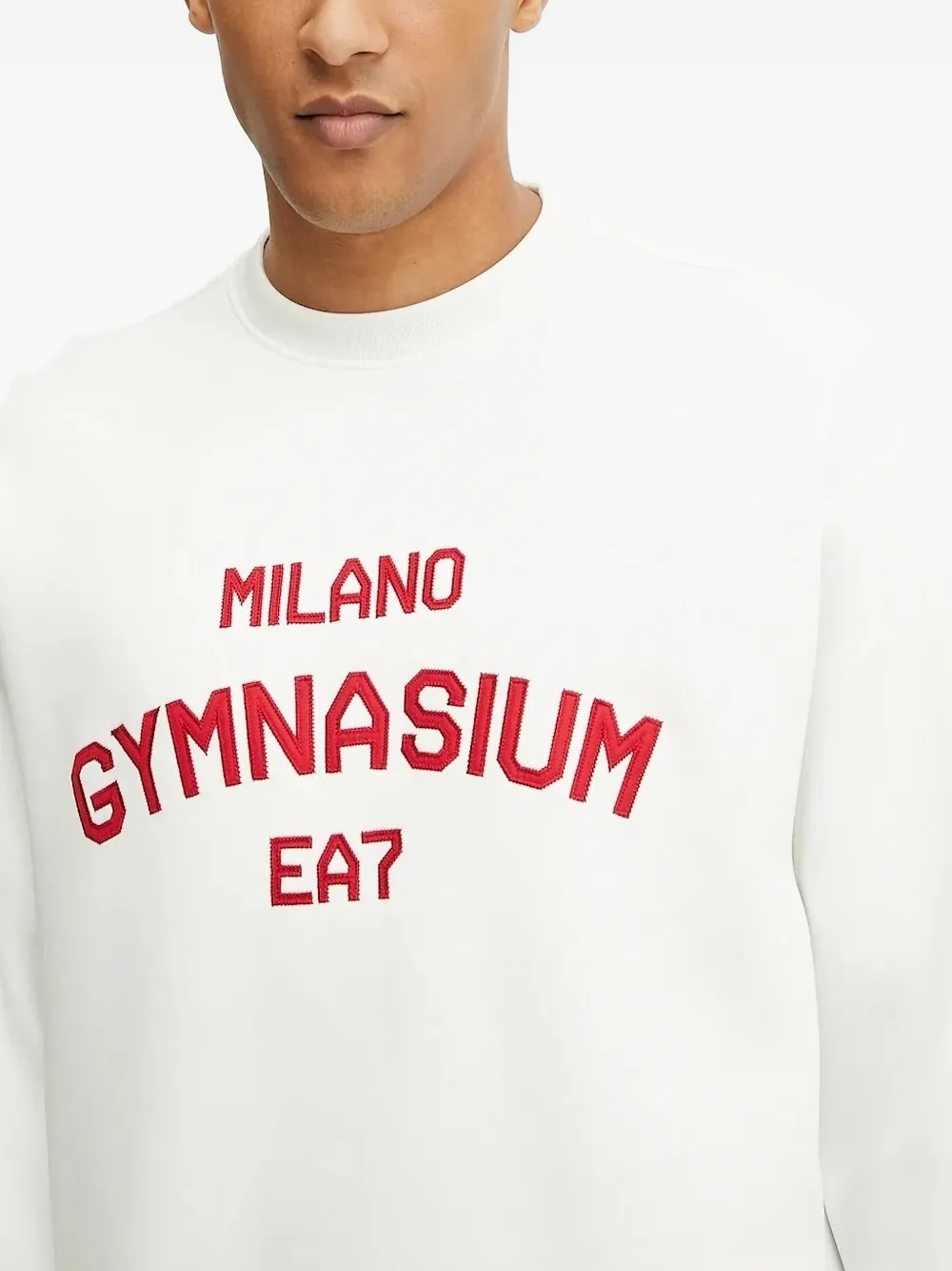 Ea7 Emporio Armani Milano sweater met gymnasium patroon Wit