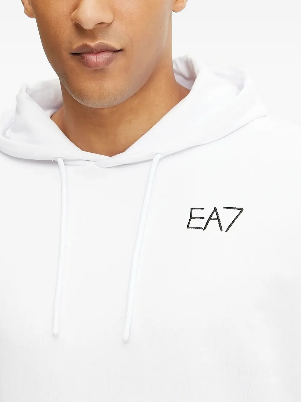 Ea7 Emporio Armani Hoodie met geborduurd logo Wit