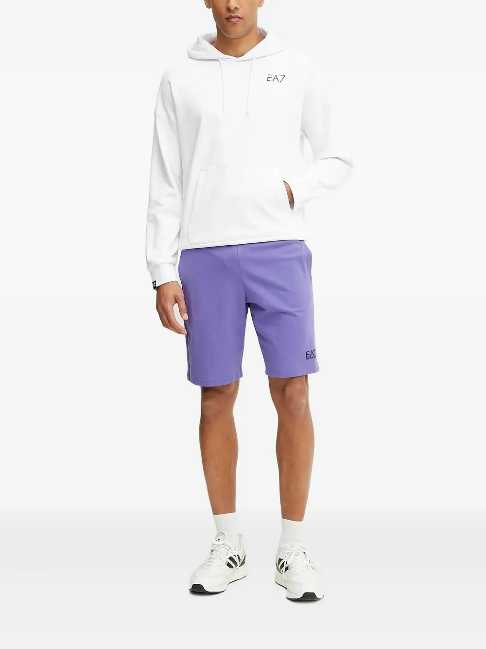 Ea7 Emporio Armani Hoodie met geborduurd logo Wit
