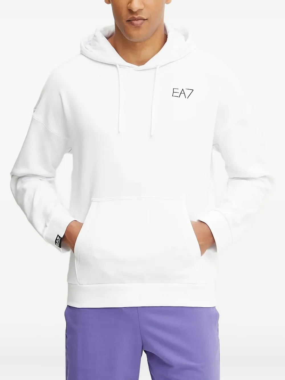 Ea7 Emporio Armani Hoodie met geborduurd logo Wit