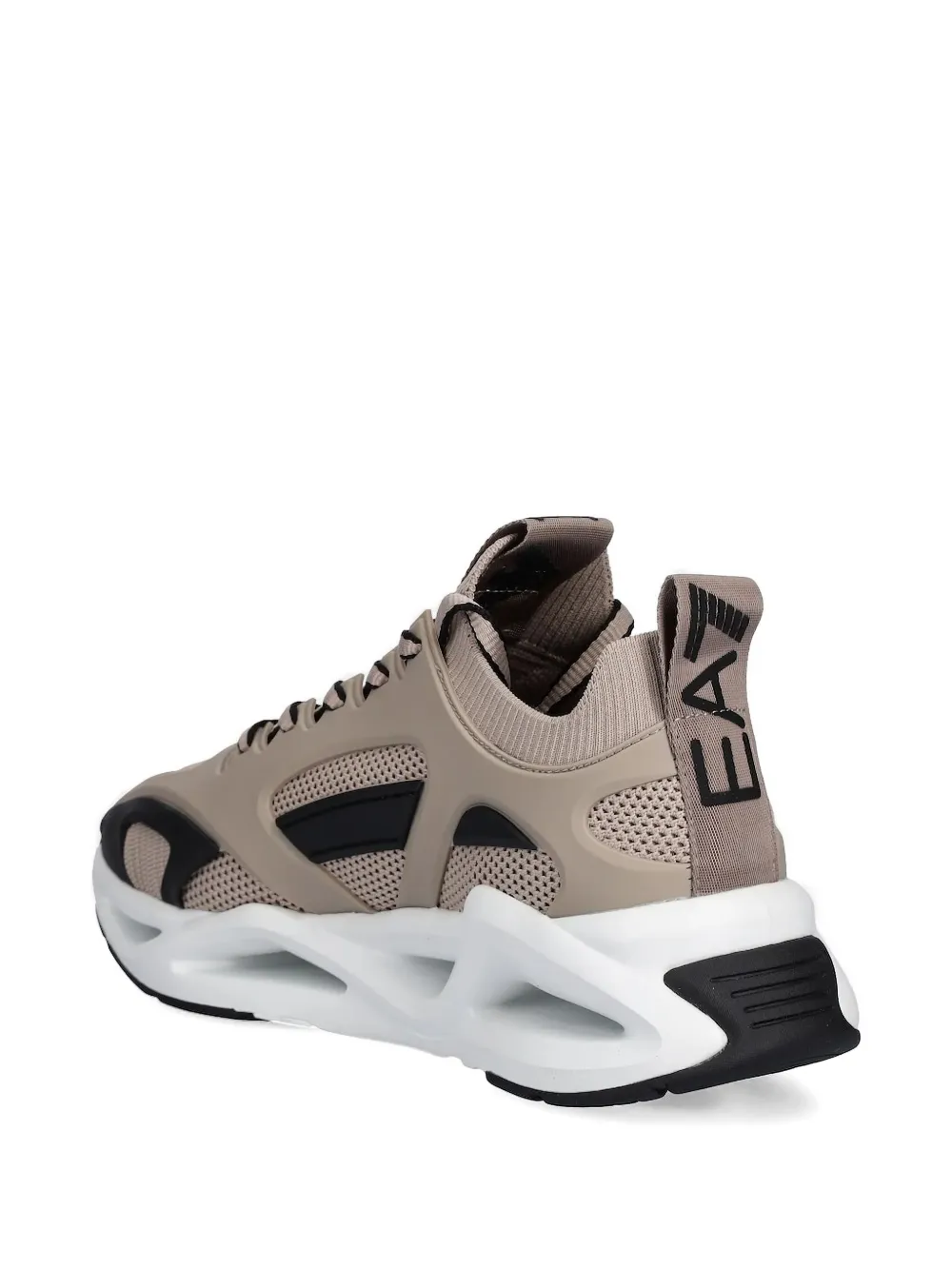 Ea7 Emporio Armani knitted-panelled sneakers Brown