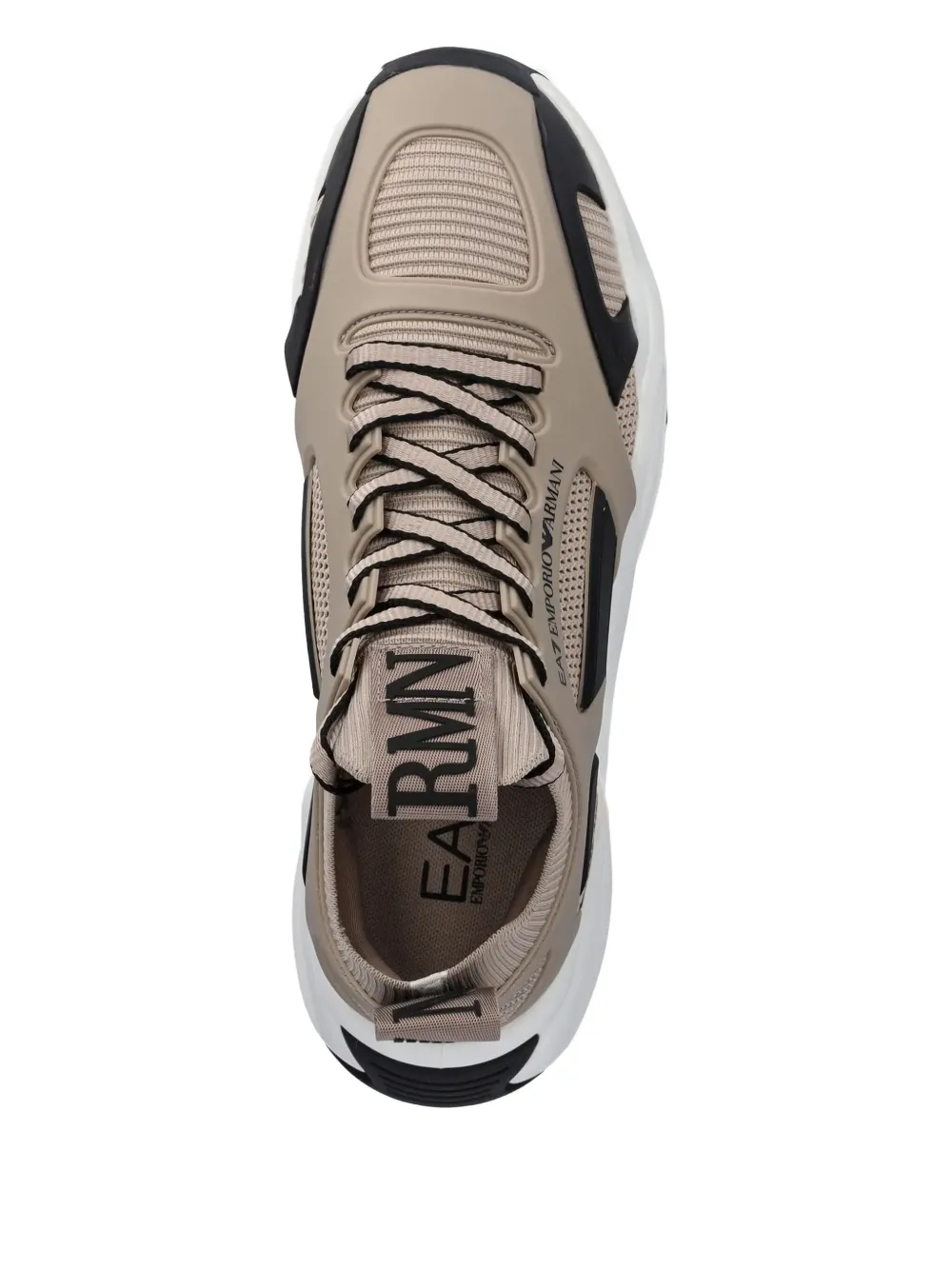 Ea7 Emporio Armani knitted-panelled sneakers Brown