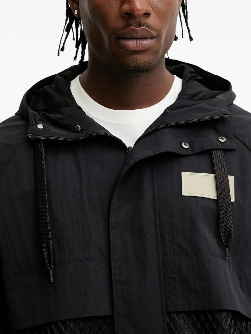 Ea7 Emporio Armani mesh-panel hooded jacket Zwart